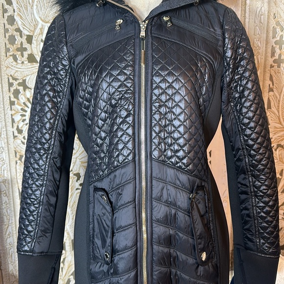 Michael Kors woman’s small black hoodie semi long jacket - Picture 2 of 9